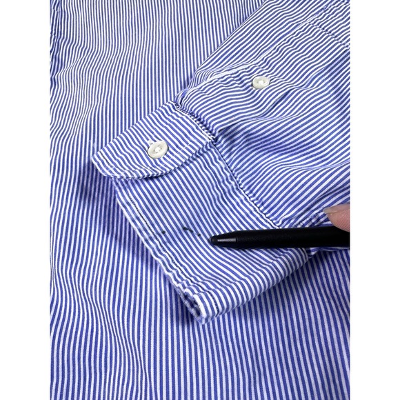 Ralph Lauren Mens XXL Shirt Blue Stripe Button Down Long Sleeve Stretch 2XL Slim - Picture 12 of 14